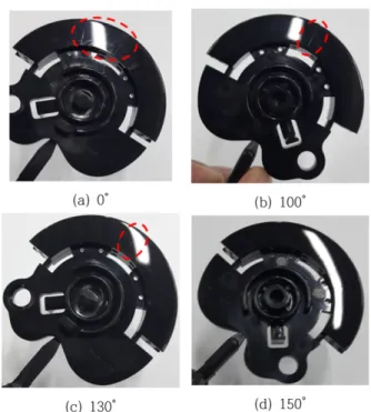 Fig. 6. Comparison of weldline as changed mold temperature.