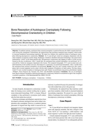 Bone Resorption of Autologous Cranioplasty Following Decompressive ...