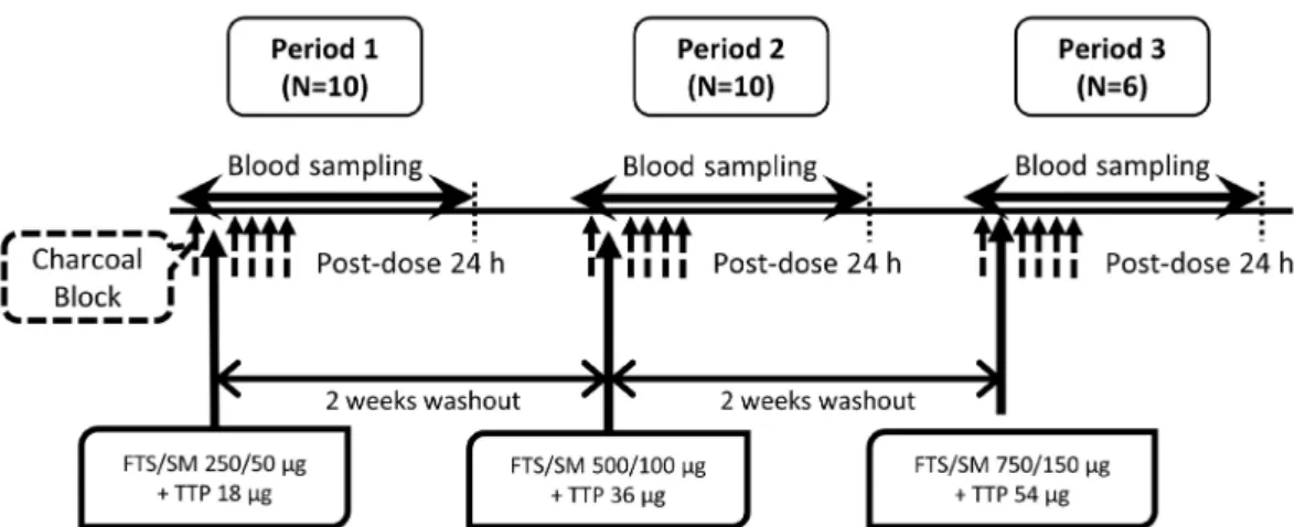Figure 1. Schematic diagram of study flow. FTS, fluticasone propionate; SM, salmeterol; TTP, tiotropium.