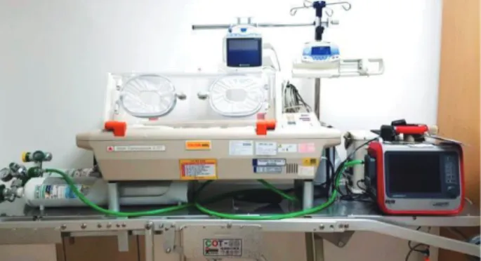 Fig. 4. The so called ‘the mobile neonatal intensive care unit bed.’ It  is well equipped inside the ambulance