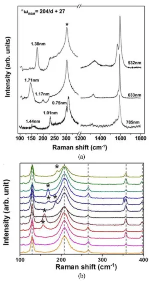 Fig. 6.  Results of Raman characterization. (a) Typical Raman spectra from parallel-aligned and suspended SWNTs