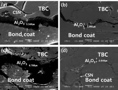 Fig. 4. Element mapping images of bond/top coating layers after thermal heat treatments