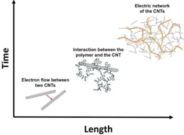 그림 1. Various phyiscal factors that influence the electrical properties  of the polymer/CNT nanocomposite.