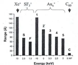 그림 1. A schematic drawing of the secondary ion emission process  initiated by the impact of a primary ion