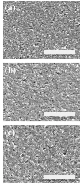 Fig. 1. Top view SEM images of the PS samples fabricated with different anodization time (a) 10 min, (b) 30 min, and (c) 60 min