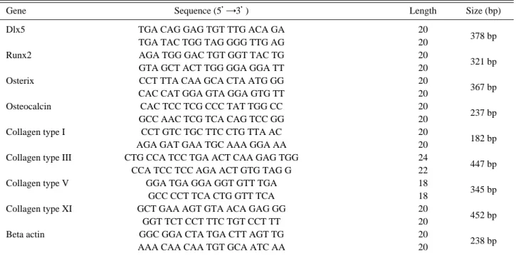 Table 1. Sequences of primers used for reverse transcription-polymerase chain reaction to amplify various cDNA