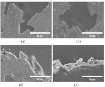 Fig. 8. Effects of Pd concentration for electroless Ni plarting in the acidic bath. (a) 0 ppm, (b) 5 ppm, (c) 10 ppm, (d) 20 ppm.