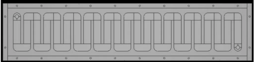 Fig. 2. Calculated cooling water velocities at flow rate of 1 liter/min showing that heat exchange at corners is less efficient that straight sections.