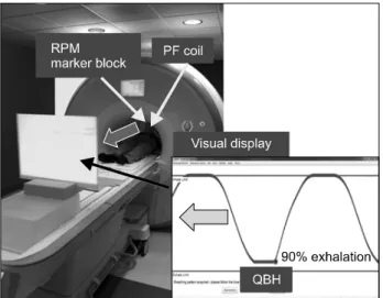Fig.  1.  QBH  biofeedback  system  in  3  Tesla  Siemens  MRI  con- con-sisting  of  the  RPM  system  and  audio-visual  devices