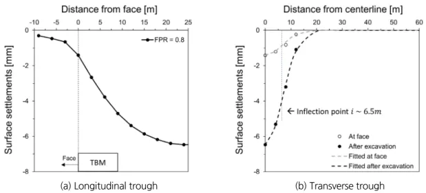Fig. 5. Settlement trough formation at control group (FPR = 0.6, BPR = 1.1)