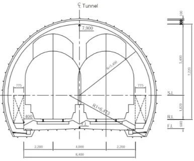 Fig. 1. Typical section of tunnel