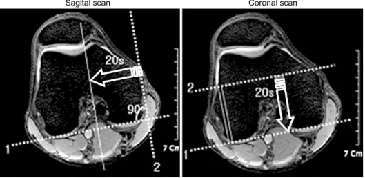 Fig.  2.  Acquisition  method  of  T2  mapping  image  (Sagittal  plane,  Coronal  plane)