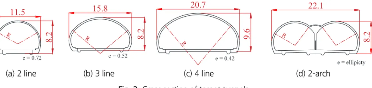 Fig. 2. Cross section of target tunnels