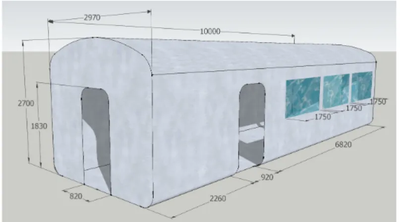 Fig. 6. Shape and size of train model (unit: mm)