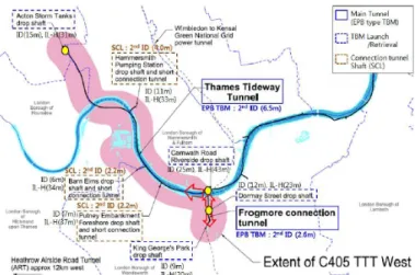Fig. 4. Outline of WEST section of Thames Tideway Tunnel