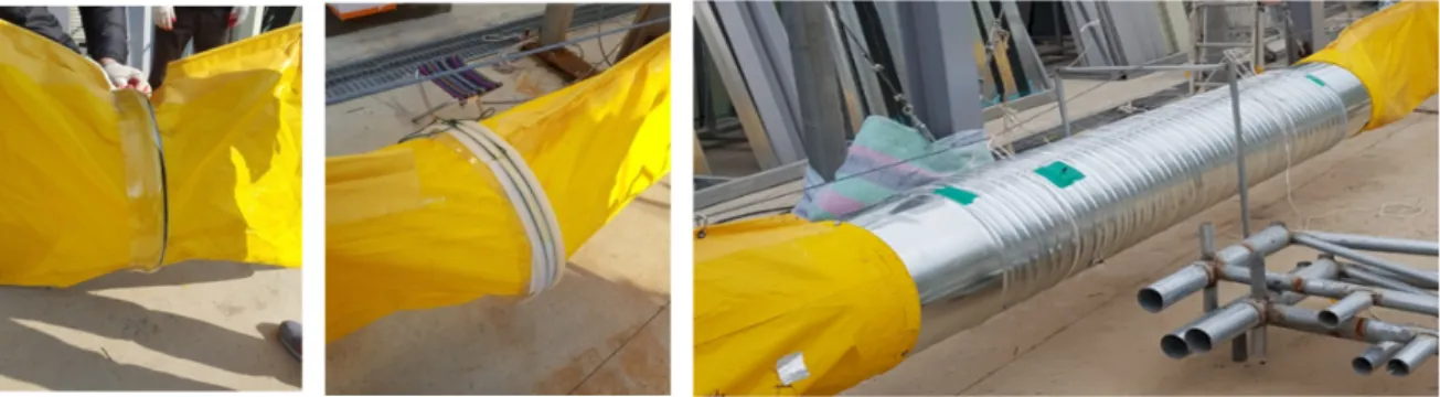Fig. 6. Duct coupling re-install and modification of measurement part for air flow stabilization
