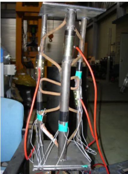 Fig. 5. Load cells installed in the lattice girder for the  compression test