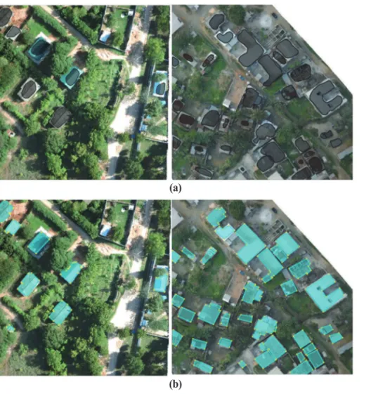 Fig. 6.  Comparison of the Results of Mask R-CNN and the Proposed Framework. (a) Segmentation by Mask R-CNN, (b) Results from proposed framework.