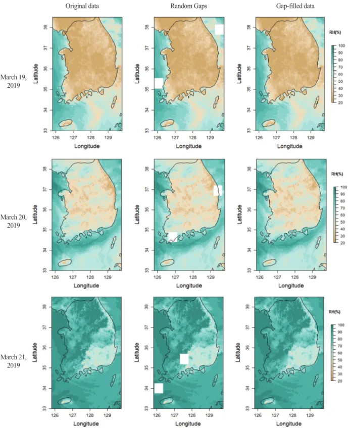 Fig. 7.  Maps of LDAPS relative humidity retrieved by DCT-PLS.
