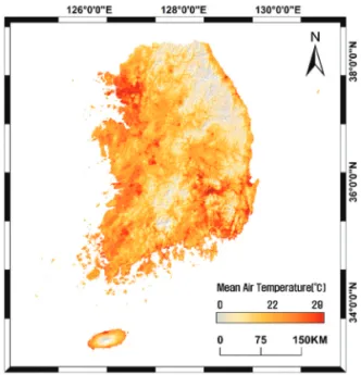 Fig. 5.  The mosaic map of mean air temperature images calculated through machine learning.