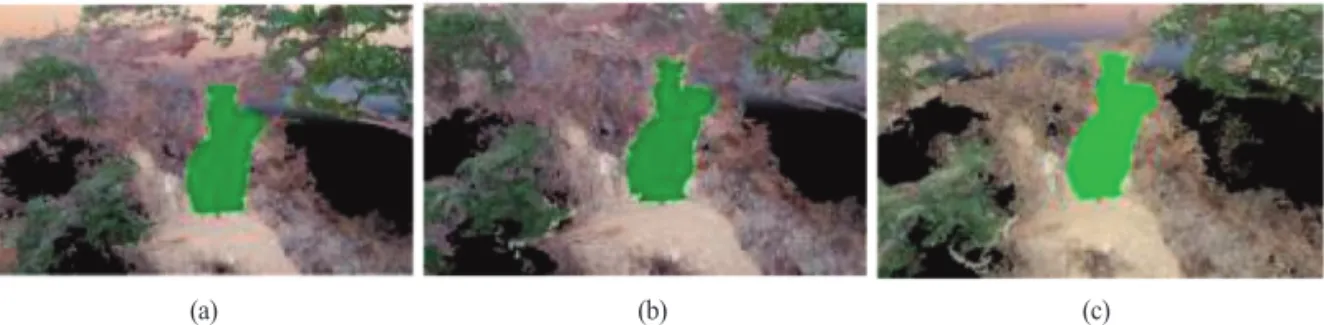 Fig. 11.  Landslide volume calculation results : (a) normal drone mapping, (b) 3D flight drone mapping and (c) RTK drone mapping.
