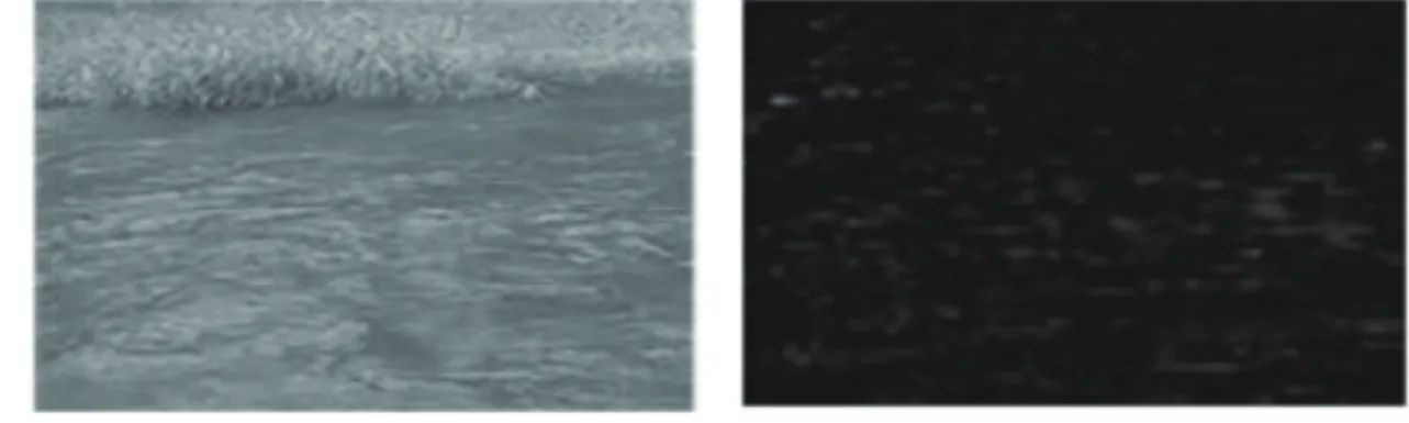 Fig. 4는 원본 영상을 활용해 Residual frame을 생성한 결과이다 . 물 위의 비침 현상이 줄어들었으며, 물 표면 에 물결 형태가 극대화된 것을 확인할 수 있다 