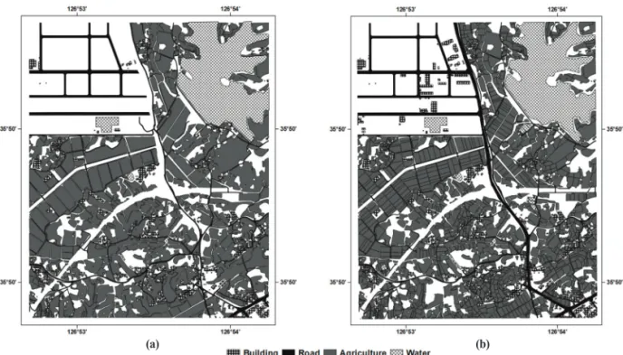Fig. 3.  Seamless digital map in study site. The seamless digital map includes road, buildings, agriculture and forest area.
