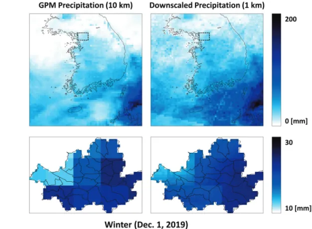 Fig. 6.  Spatial distribution of precipitation (Winter: Dec. 1).