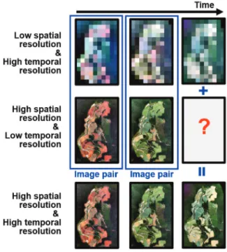 Fig. 1.  Illustration of the basic concept of spatio-temporal image fusion.