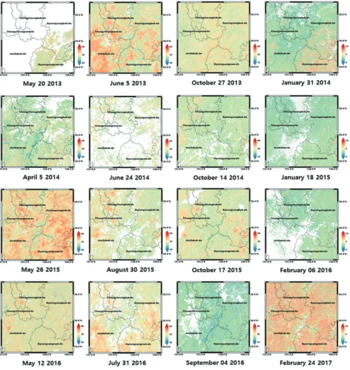 Fig. 10.  Seasonal land surface temperatures retrieved by DNN model during 2013-2019.
