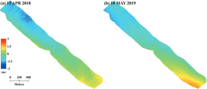 Fig. 7.  Elevation difference between Apr. 2018 and May.