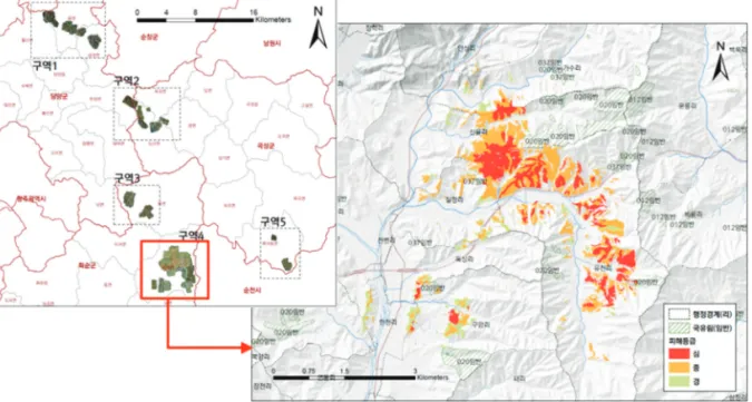 Fig. 1.  Satellite images in study area damaged by hail and drought.