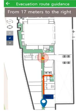 Fig.  2.  Guide  to  the  evacuation  route  using  a  smartphone  navigation  application