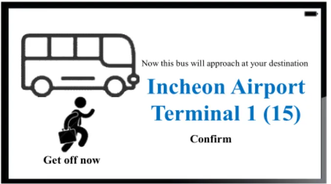 Fig.  6.  The  screen  of  the  proposed  application  when  bus  is  approaching  the  destination  station