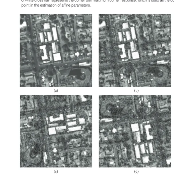 Fig. 8.  Result of corner detection from Kompsat-3 image. (a) Kompsat-3 panchromatic image