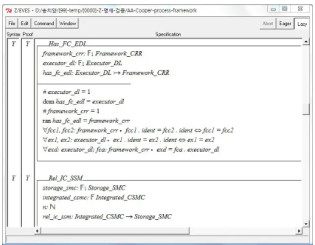 Fig.  10.  Result  of  Syntax  Verification  for  Basic  Type’s  Z  specification 다음으로 그림 11은 그림 12의 요소 기반 Z 스키마 명세인  11개에 대한 모델 검사의 결과를 보여주고 있다
