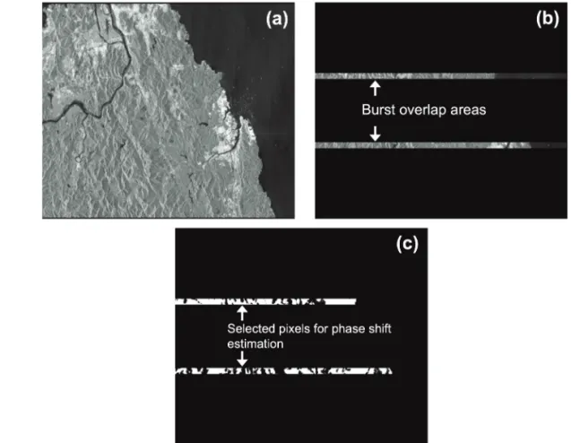 Fig. 10.  Interferogram produced by (a) cross-correlation co-registration and (b) geometric co-registration.