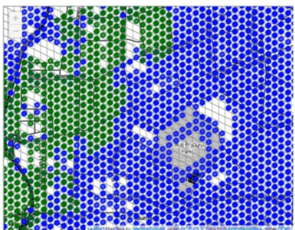 Fig.  28.  PM10  Query  Result  of  All  Roads Ⅴ. Conclusions 최근  도로를  주행하는  많은  차량에  지오센서(Geosensor)들 을 부착하여 다양한 사물 데이터를 수집하고 있다