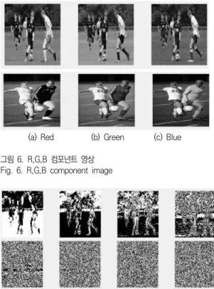 그림  6.  R,G,B  컴포넌트  영상 Fig.  6.  R,G,B  component  image