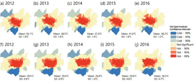 Fig. 8의 Spot A와 Spot B 영역 안에서 2012년부터 2016년 까지 연도 별 Hot Spot 분석을 해보았다(Fig. 12).