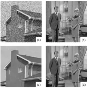 그림  7.  최대  성능과  최소  성능의  잡음제거  예.  (a)  House  σ