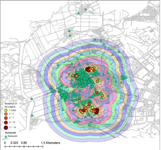 Fig. 1. Distribution of restaurants of urban area 
