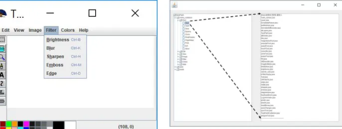 Fig.  9.  A  snapshot  of  TerpPaint 기능을  제공한다.  좌측  메뉴에 존재하는  이벤트들은  가운데 흰  색상의 메인화면에 직접적으로 그림을 그릴 수 있는 기능을 지 원하고 있다