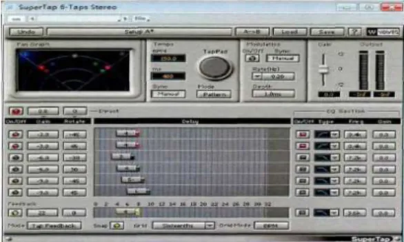 Fig.  3.  Low  cut  on  delay  signal  below  400Hz  using  the  SuperTaps  delayer  of  waves