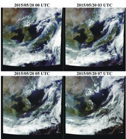 Fig. 3.  Daily PARs induced by GOCI data (left) and MODIS data (right) for 20 May, 2015