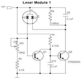 그림  1.  레이저  회로도 Fig.  1.  LaserSchematic 2.1.3  저준위  레이저  프로토콜  구현 피부에 자극이 없으면서 솔루션의 침투를 유도 할 수 있게 미세전류의 해석을 하였다