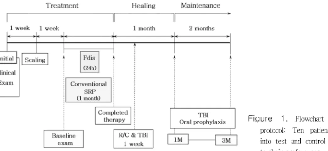 Figure  1.   Flowchart  of  experimental  protocol:  Ten  patients  were  divided  into  test  and  control  groups  according  to their preferences