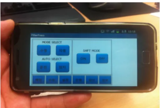그림 7. 필터프레스의 원격제어 세부 동작 구현 Fig. 7 Remote control display