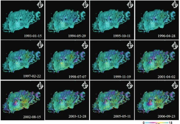 Fig. 6.  Calculation of vertical time-series surface deformation maps for Seguam.