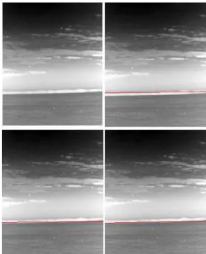 Fig.  13.  The  experimental  result  of  horizontal  detectio,  (left-top)  original  image,  (right-top)  Fefilatyev's  method, 